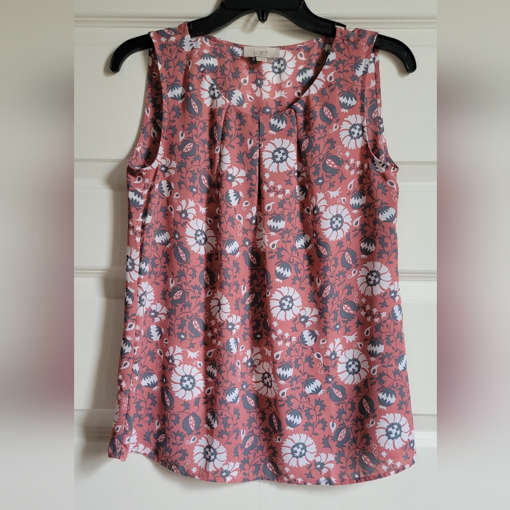 Loft Outlet pink scoop-neck tank top